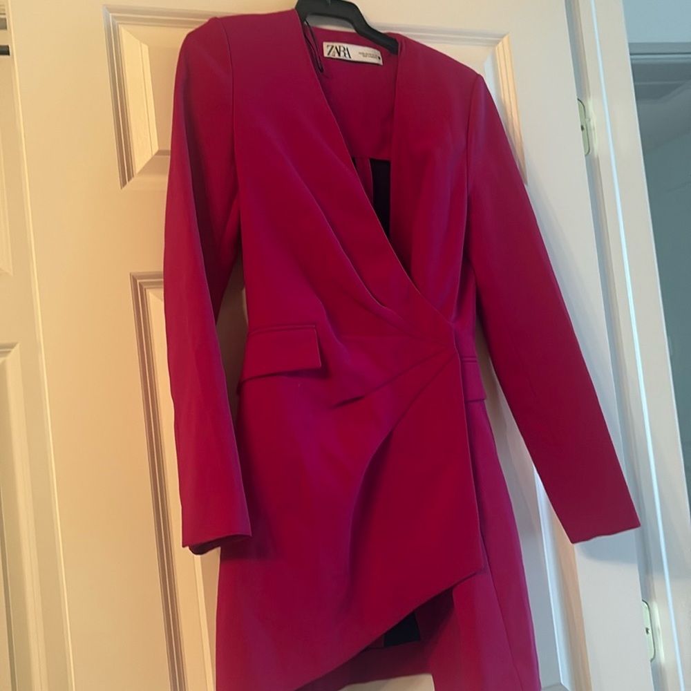 Zara hot pink blazer dress